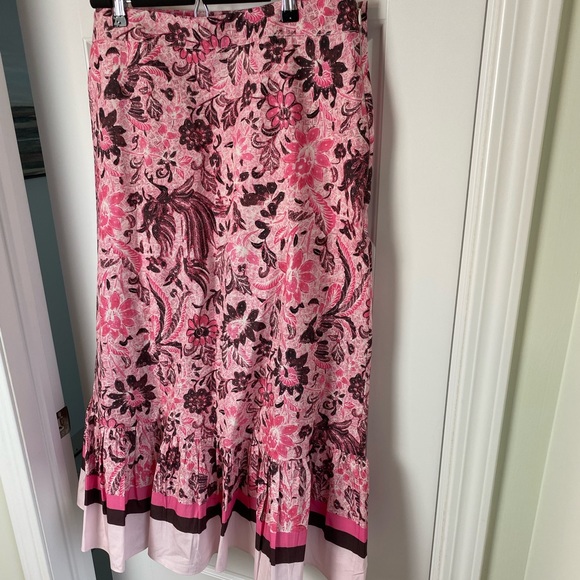 Pink Paisley Ruffled Cotton Midi Skirt - Picture 7 of 10